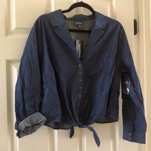 ModCloth Denim Tie Front Blouse 1X NWT